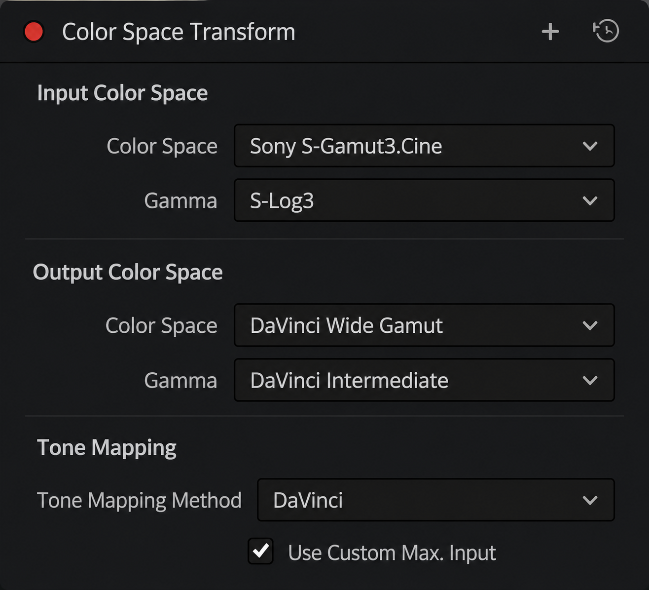 محل Color Space Transform در Open FX صفحه Color داوینچی 21