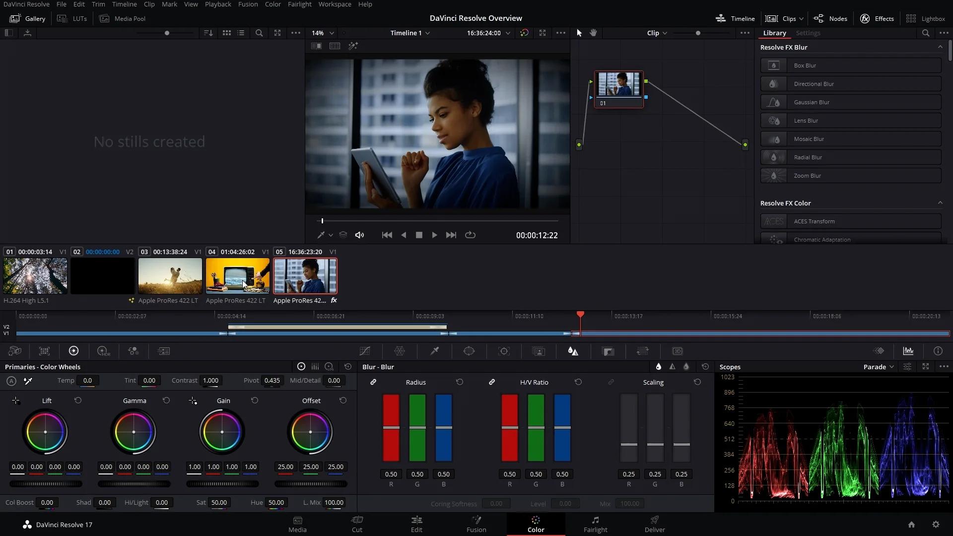 محیط اصلاح رنگ Davinci Resolve در Color Page